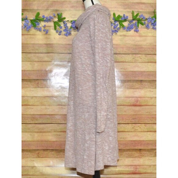 Knox Rose Ladies Pink Pullover Sweater Shift Dress Size L Cowl Neck Knee Length - Picture 4 of 8